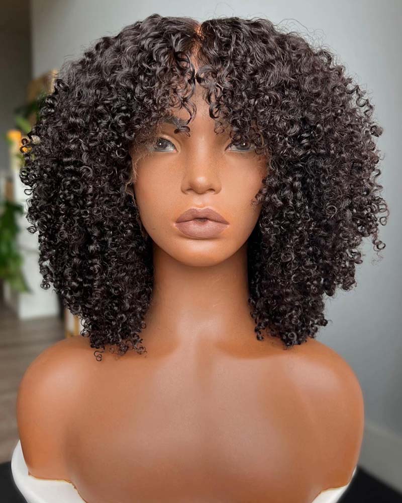 Victoria | Perruque en cheveux humains crépus bouclés avec dentelle HD pré-épilée sans colle