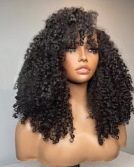 Donna | SDD Kinky Curly Layers Side Part Fringe Bangs HD Lace Glueless Wig