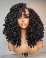 Donna | SDD Kinky Curly Layers Side Part Fringe Bangs HD Lace Glueless Wig