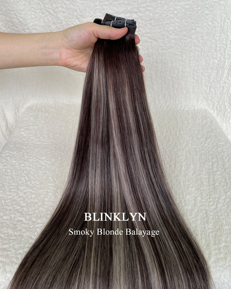 Smoky Blonde Balayage Genius Butterfly Weft Human Hair Extensions