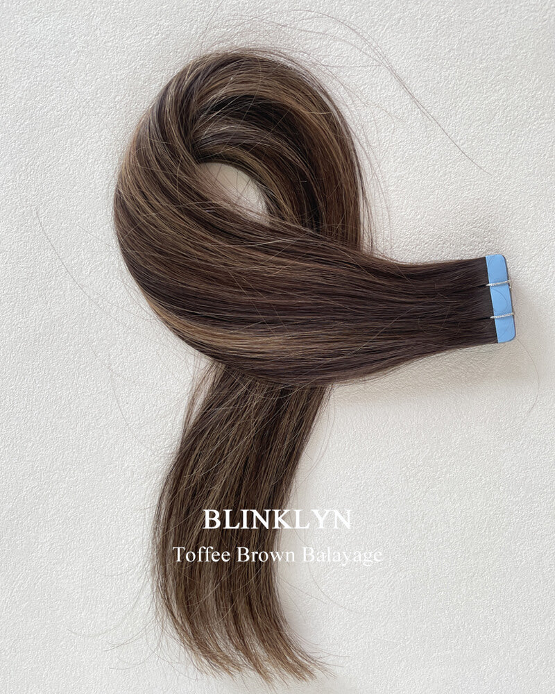 Toffee Brown Balayage Tape ins Human Hair Extensions