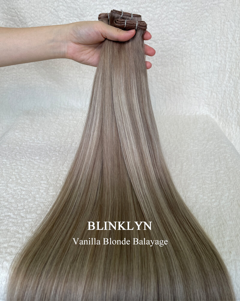 Vanilla Blonde Balayage Genius Butterfly Weft Human Hair Extensions