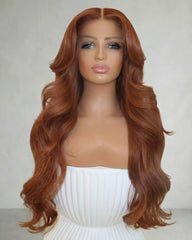 Marcia | Auburn Copper Wavy Human Hair Lace Wig