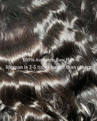 Kali | Perruque de luxe sans colle avec dentelle frontale et fermeture en cheveux naturels ondulés RAW HAIR