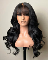 Betty | Wavy Human Hair Lace Closure & Frontal Fringe Bangs Wig